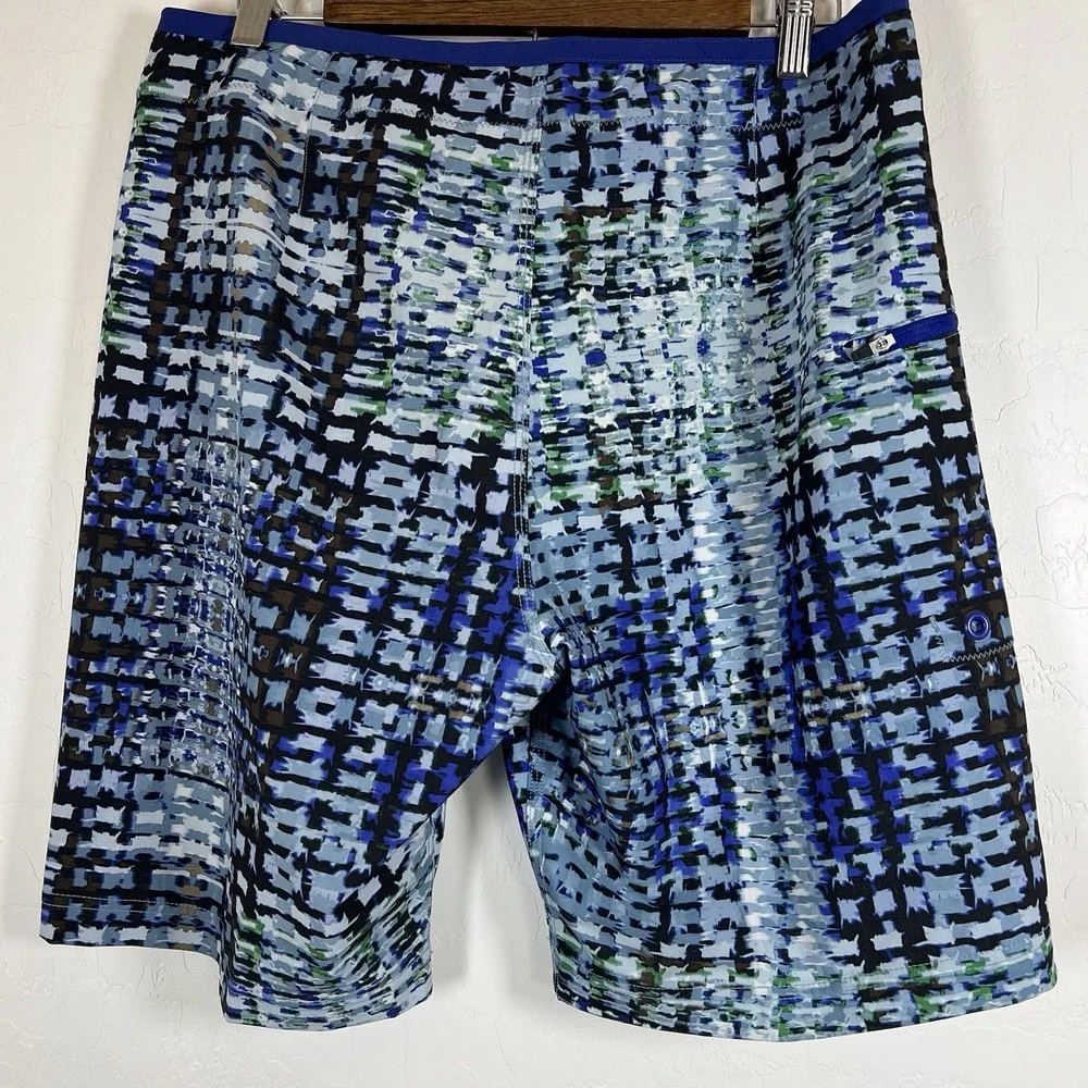 Prana Catalyst Board Shorts Men 33 Blue 4-Way Stretch Side Stash Pocket UPF 50+